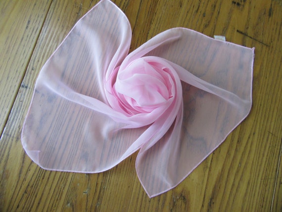 Vintage Scarf, Glentex, Pink Chiffon Scarf, Chiff… - image 1