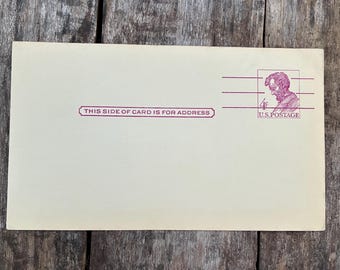 Vintage USPS 1962-1966 Lincoln PreStamped Postal Stationery,Purple, UX48 Postal Card, 4 cent Abraham Lincoln, 4 Cent Lincoln Postcard,Unused