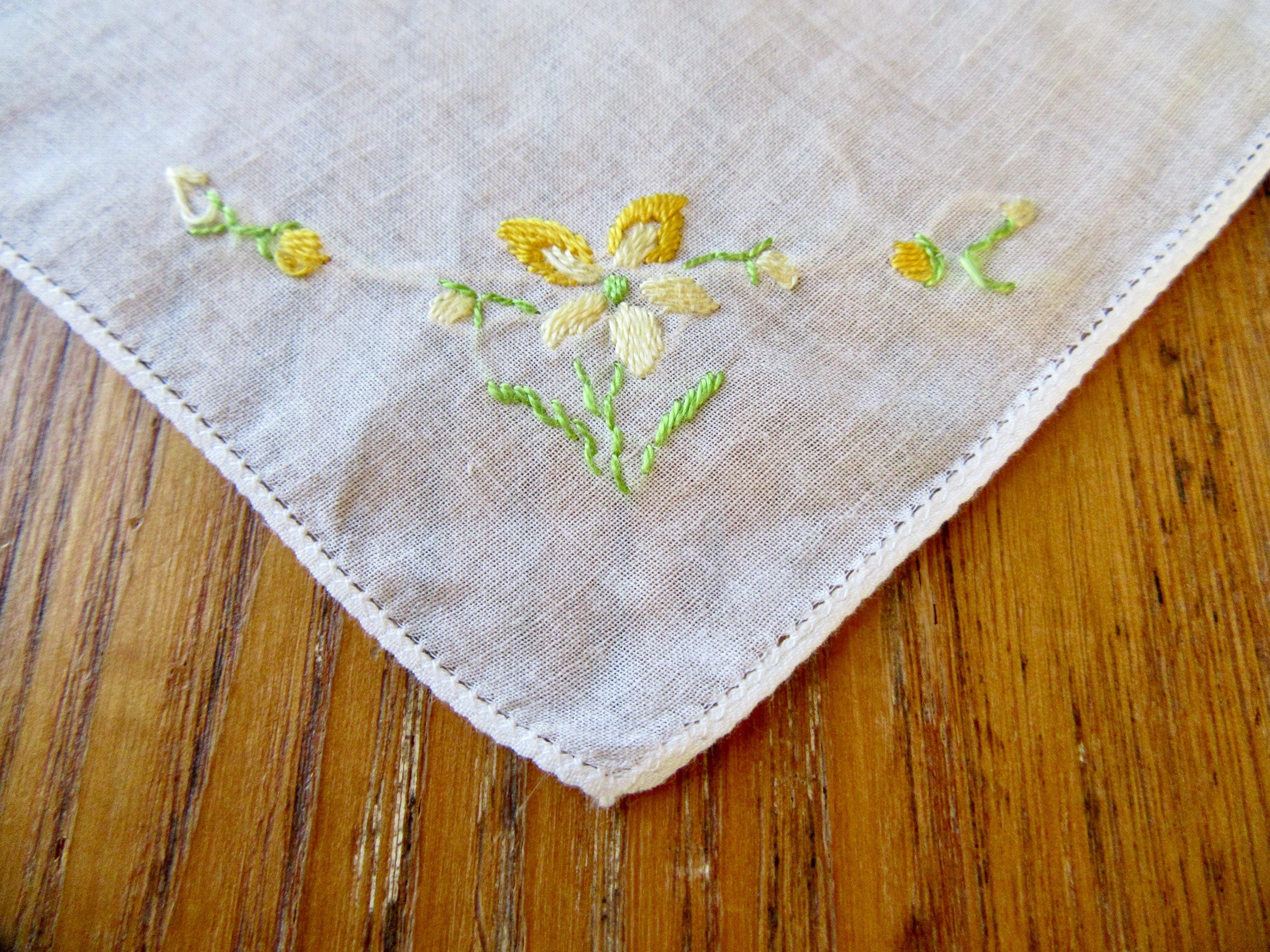 小物 1900s Hand Embroidery Handkerchief Vintage Embroidered Handkerchief Case/hankies Case/vintage