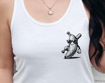 Bananas Baseball Mascot Tank Top, Funny Banana Baseball Fan Sleeveless Top