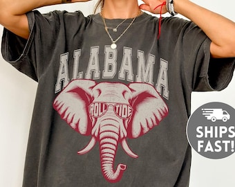 Alabama Football Shirt Comfort Colors Elephant Tee Vintage Washed Alabama Football Tshirt Oversized Game Day Sweatshirt Hoodie