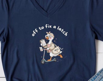 Funny IBCLC Shirt, Lactation Consultant Goose V Neck Tee, Breastfeeding Specialist Top Gift, Milk Expert Apparel, LC Nurse Outfit