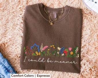 I Could Be Meaner Shirt Funny Sarcastic Shirt Floral Snarky Tee Retro Flower Shirt Cute Attitude Shirt Comfort Colors Tee