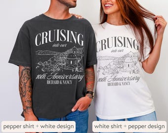 Custom Anniversary Greek Cruise Shirt, Couple Matching Greece Cruise Tee, Personalized Anniversary Trip Tshirt, Cruise Gift for Couples Tee