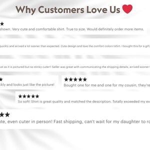Puede incluir: Imagen con el texto "Why Customers Love Us" y rese&ntilde;as de clientes. Las rese&ntilde;as incluyen frases como "Exactamente como se muestra", "Muy lindo" y "Env&iacute;o r&aacute;pido". Un coraz&oacute;n rojo est&aacute; en la esquina superior derecha.