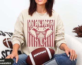 Alabama Football Sweatshirt Elephant Hoodie Vintage Washed Alabama Football Tshirt Oversized Game Day Sweatshirt Crewneck