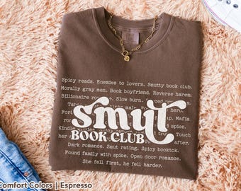 Smut Book Club Shirt, Funny Romance Reader Tee, Comfort Colors