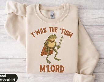 Twas the Tism Mlord Shirt Funny Autism Sweater Vintage Frog Crewneck Shirt Quirky Neurodivergent Sweatshirt Hoodie Gift for Autistic Adults
