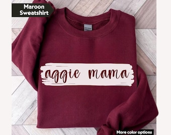 Aggie Mama Shirt Maroon Crewneck Sweatshirt, Football Mom College Game Day Top