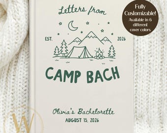 Personalized Camp Bach Journal, Camp Bachelorette Memory Book, Glamping Guest Book, Letters From Camp Keepsake, Bride To Be Gift BACH002