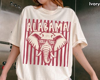 Alabama Football Shirt Comfort Colors Elephant Tee Vintage Washed Alabama Football Tshirt Oversized Game Day Sweatshirt Hoodie
