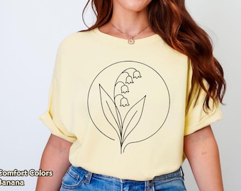 Lily of the Valley Shirt: Comfort Colors Minimalist Floral Tee