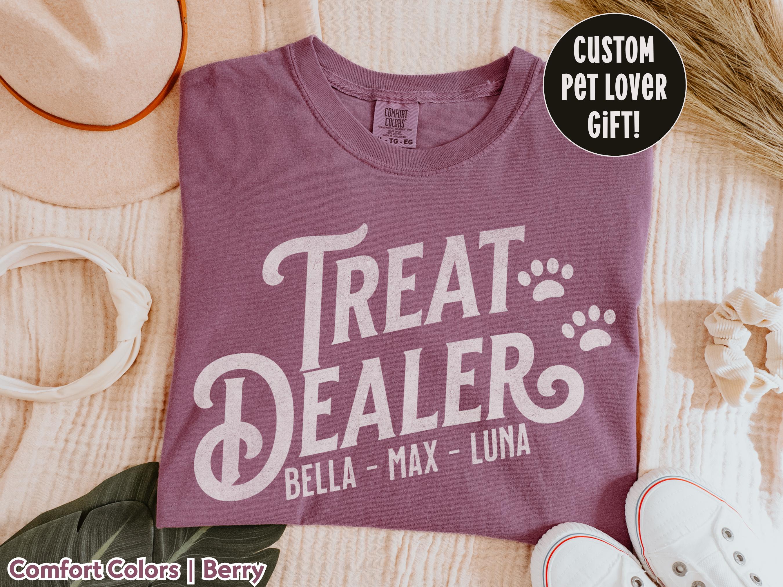 Comfort Colors Custom Treat Dealer TShirt, Funny Dog Lover Shirt, Personalized Fur Parent Gift, Dog Mom Tee, Dog Shirt, Gift For Dog Lover