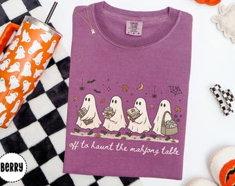 Halloween Mahjong Ghost Shirt, Comfort Colors Halloween Tee, Fall Game Night Shirt, Cute Spooky Mahjong Gift, Fall Graphic Tee