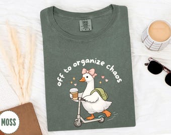 Off To Organize Chaos Goose Teacher Shirt, Comfort Colors Cute Teacher Tee, Back To School Teacher Sweatshirt Gift, Funny Teacher Hoodie