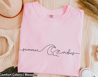 Summer Vibes Shirt Beach Shirt Comfort Colors Tee Ocean Lover Vacation Tshirt Trendy Retro Summer Tee for Women Summer Sweatshirt Hoodie