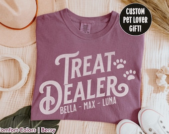 Comfort Colors Custom Treat Dealer TShirt, Funny Dog Lover Shirt, Personalized Fur Parent Gift, Dog Mom Tee, Dog Shirt, Gift For Dog Lover