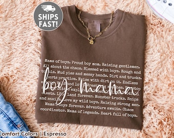 Boy Mama Shirt Comfort Colors Tee, Cute Mom Life Top, Mom Of Boys Shirt