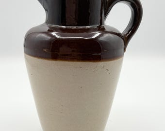 Antique Two-Tone Stoneware Pitcher – Late 19th Century Americana
