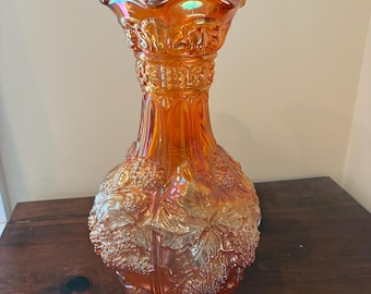 Antique Imperial Carnival Glass Loganberry Vase (circa 1915) – Marigold (Rubigold) Iridescent