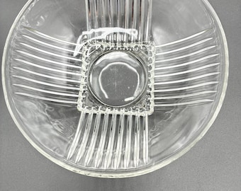 Vintage Federal Glass Park Avenue Round Bowl Beaded Square Base Art Deco 8.25"