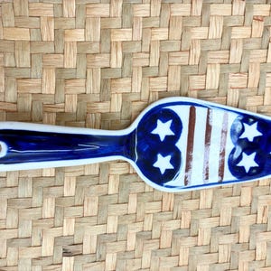 Hand-Painted Boleslawiec Polish Pottery Pie Server, Patriotic Stars Stripes Cake Spatula