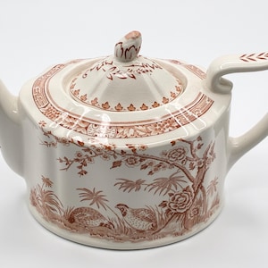 Antique Wood & Sons "Quail" Brown Transferware Teapot