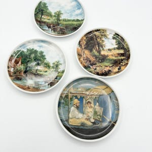 Vintage Kaiser Germany Porcelain Coaster Set - Masterpieces by John Constable & Édouard Manet