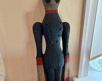 Talla de soldado de la Guerra Civil (circa 1945) / Figura americana de madera pintada a mano