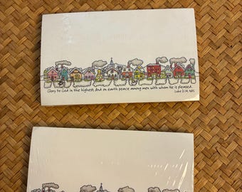 Vintage Christmas Note Pads: Janie Dawson Illustration, Religious Holiday Stationery Set