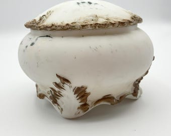 Antique Dithridge & Co. "Ray" Pattern Milk Opal Ware Jewelry Box