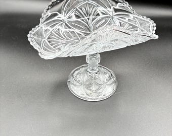 Antique EAPG Imperial Glass Banana Bowl – Wild Rose Pattern Pedestal Dish