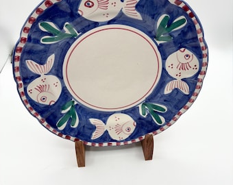 Solimene Italy Hand Painted Fish Plate, Vietri Majolica Ceramic Platter