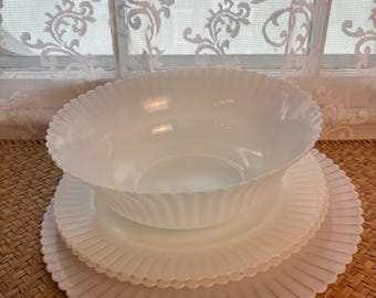 Vintage 4pc Macbeth-Evans Petalware Set / Monax Glass Dinnerware / Depression Glass Dinner Plate, Bowl & Dessert Plates / 1930s Tablescape