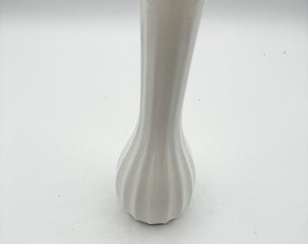 Vintage Carr-Lowrey Milk Glass Bud Vase, Ribbed Mid Century Baltimore Decor