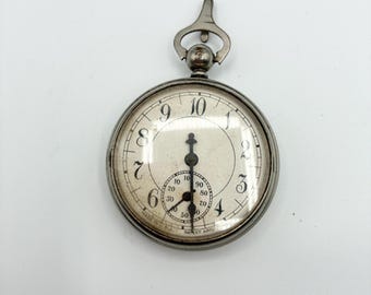 Rare Antique Nickel-Plated Pocket Watch Pedometer - "The New Haven"