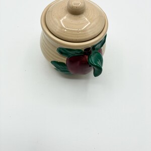 Vintage Cracker Barrel Apple Honey Pot, Ceramic Jam Jar, 3D Country Kitchen Crock