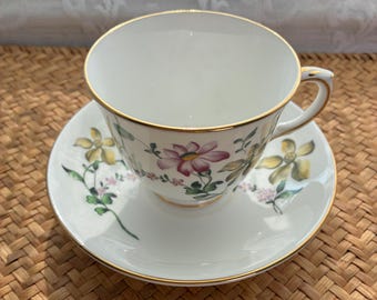 Crown Staffordshire Vintage Bone China Floral Teacup and Saucer Set / English Tea Cup
