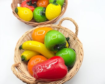 Vintage Murano Blown Glass Fruit, Mid Century Italian Art Glass Decor
