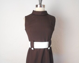 vintage MOD 60's Belted Sleeveless Shift Dress - GO GO! Small Size #397