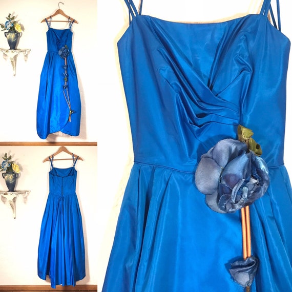 Vintage 1950’s Royal Blue Silk Prom Dress C1090