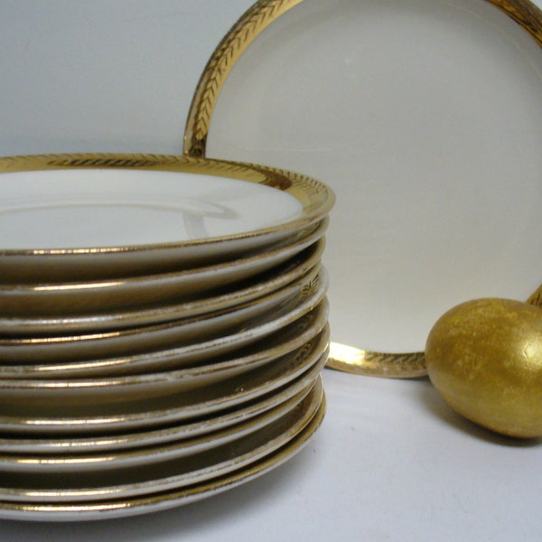 12 Gold Rimmed Vintage Bread Plates