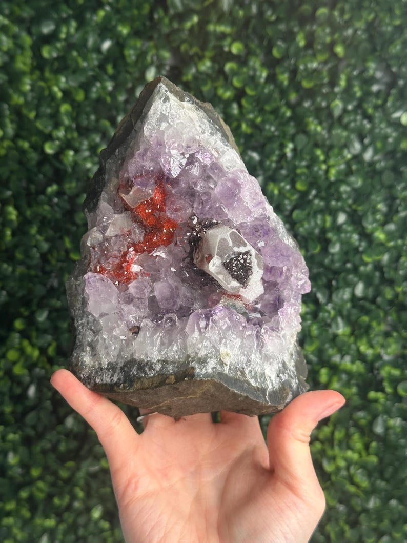 Goethide Amethyst With Calcite & Goethite Red Amethyst Crystal Specimen ...