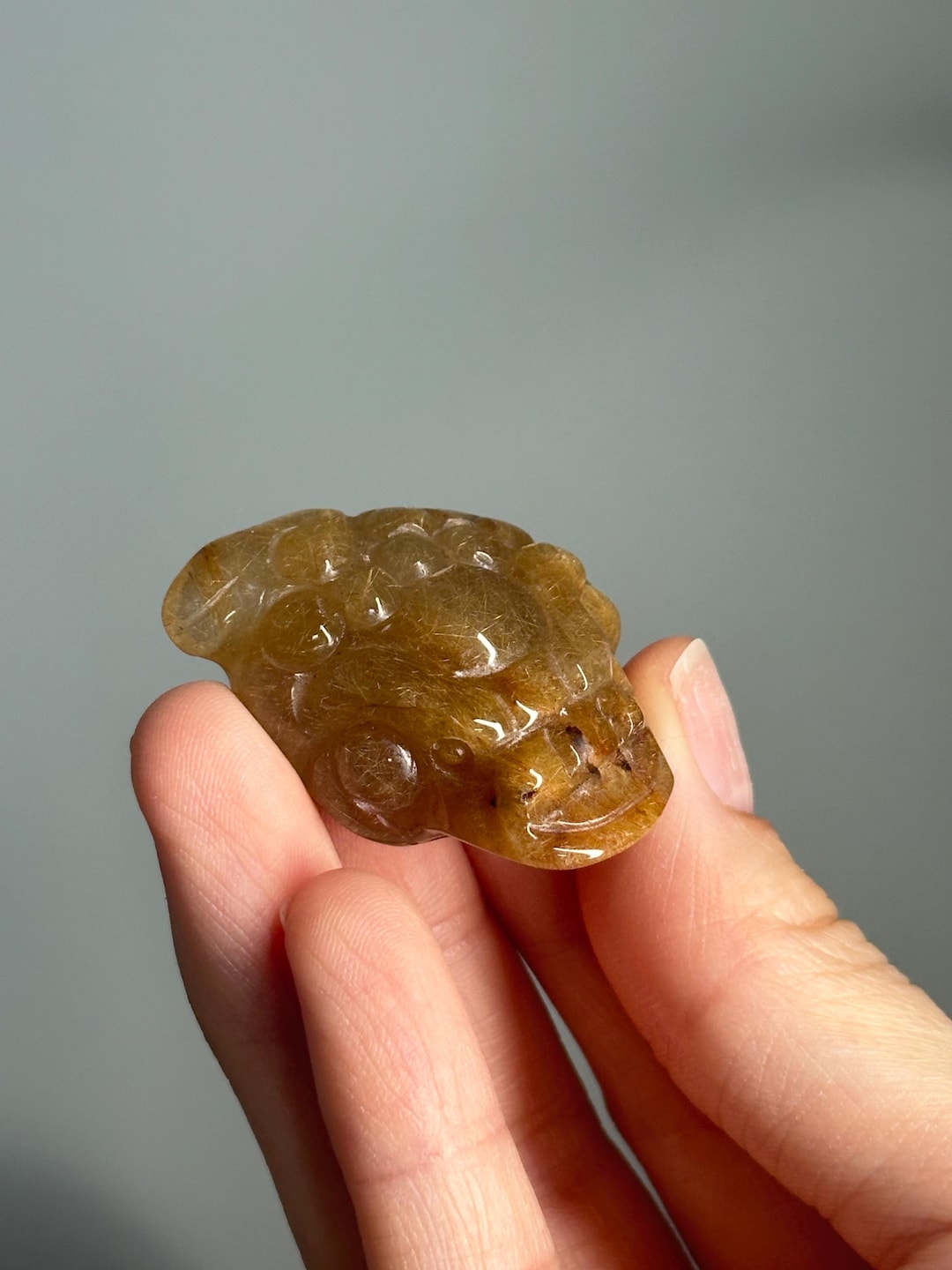 Golden Rutile Quartz Money Frog – Carved Crystal Wealth Toad, Natural ...