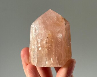 Rose Quartz & Golden Healer Tower – Polished Crystal Point, Natural Pink and Yellow Gemstone for Love, Clarity, and Energy Decor