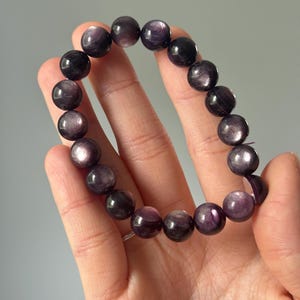 Gem Lepidolite Bracelet –Natural Purple Gemstone Jewelry, Polished Crystal Beads, Stress Relief & Calming Stone, Healing Gift for Her or Him