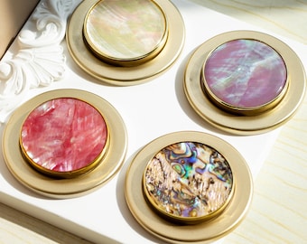 Abalone Shell Resin Phone Grip,Gold Abalone Shell Flower Magnetic Phone Grip,Iphone 16 Purple Red White Phone Grip, Birthday Graduation Gift