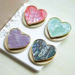 Abalone Shell Resin Phone Grip,Gold Abalone Shell Flower Magnetic Phone Grip,Love Heart Shape Phone Grip, Birthday Graduation Gift