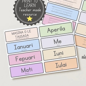 Months of the Year Flashcards & Tracing Flashcards in Samoan – Printable Educational Resource for Kids