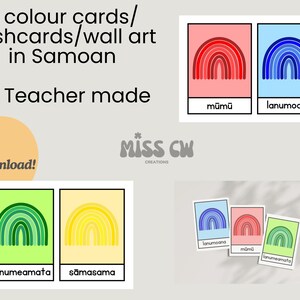TEACHER MADE Samoan Colour Flashcards | Gagana Samoa | printable flashcards | wall art | digital download | educational resource | Learner |